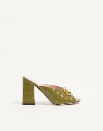 Valentino Garavani Sandalo Slide VLogo Signature In Vitello Stampato 95Mm Donna VERDE 35.5