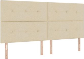 vidaXL Headboard Height Adjustable with Headboard Cream 200 cm Fabric vidaXL