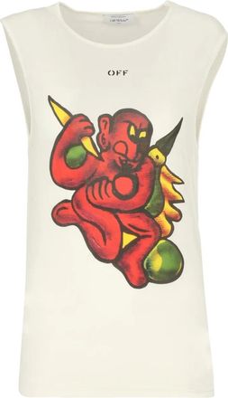 Off-white T-shirt met grafische print - Beige