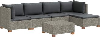 vidaXL 6 Uds. Conjunto De Lounge De Rat&aacute;n Con Cojines Gendt Gris Kubu Vidaxl