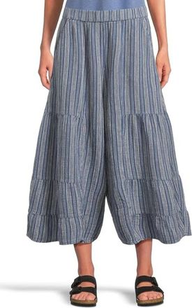 Toad & Co Womens Toad & Co Tate Pants Blue Striped Double Weave Palazzo Trousres GBO1213