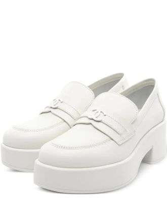 Chanel Mocassini in pelle con plateau - Bianco