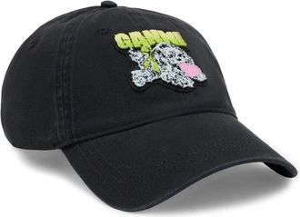 Ganni Zwarte Katoenen Gebogen Rand Hoed - Dames - Petten - Zwart - ONE Size - Katoen - Accessoires