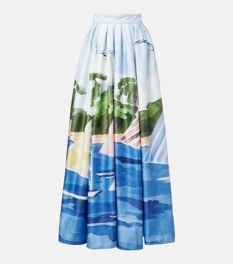 LEO LIN Printed pleated maxi skirt