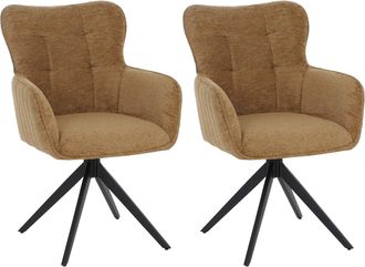 Hhg [nunca Usado] Juego De 2 Sillas De Comedor Hhg-307, Silla Con Reposabrazos Giratorios Y Retorno Autom&aacute;tico, Tejido De Chenilla (680 G/m&sup2;) Y Estructura