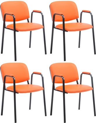 Clp Set De 4 Sillas Confidente Ken Pro En Polipiel Naranja