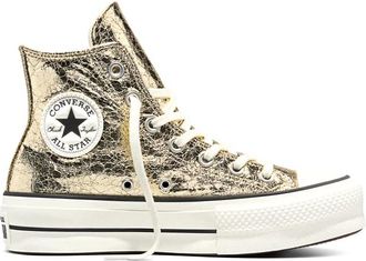 Converse Chuck Taylor All Star Lift - Sneakers effetto screpolato lucide color oro metallizzato/bianco vintage con plateau-Giallo