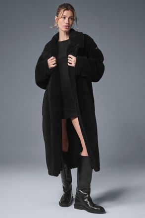 Alo | Oversized Sherpa Trench Jacket in Black, Size: XL