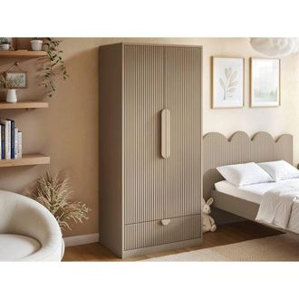 Flair Calista Ribbed Wardrobe 2 Doors with Drawer in Taupe