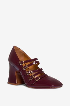 Chlo&eacute; Multi-Riemchenpumps aus Lackleder Janis 80