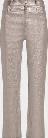 Frame Denim Le Sleek Straight Leather Pants