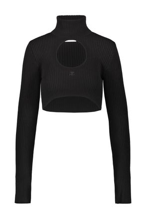 Courrèges Cropped Sweater Circle Mockneck Rib Knit