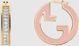 Gucci Blondie Crystal Enamel Earrings, Gold-toned metal, Gold-toned metal