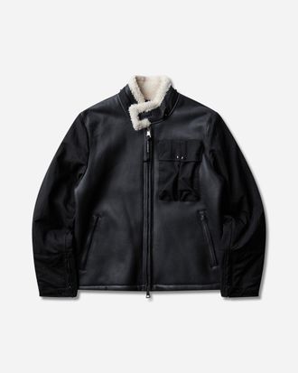 C.P. Company Men s Montone Curly Leather Mixed Goggle Jacket Black