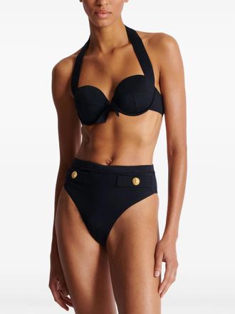 Balmain Womens Embossed-Buttons Bikini Black Ss25 W