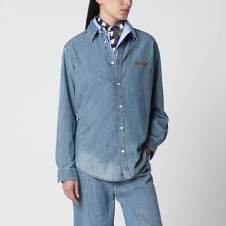 Miu Miu Camicia bleached in chambray di cotone azzurra