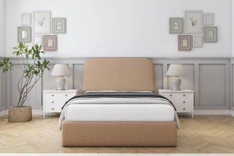 Sloomy Belvoir Dumfries Bed Frame With 45 Upholstered Headboard in Light Brown | Size: Super King