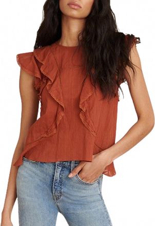 Veronica Beard Aira Ruffle Top In Rust