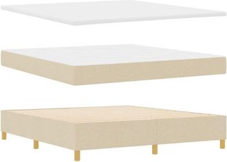 vidaXL Cama Tipo Box Spring Con Colch&oacute;n Crema 180 X 200 Cm Tela Vidaxl