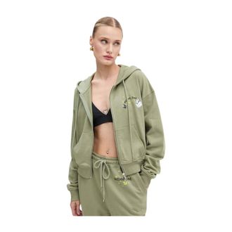Moschino Hoodies & sweatvesten, Dames, Groen, XS, Katoen, Zip-through Hoodie