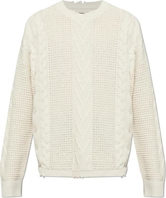 AllSaints Tenter Oversized Wollen Trui - Heren - Ronde hals truien - Wit - XS - Wol - Truien & Vesten