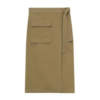 Closed Rokken, Dames, Beige, M, Katoen, Midi-rok met katoen en strikceintuur