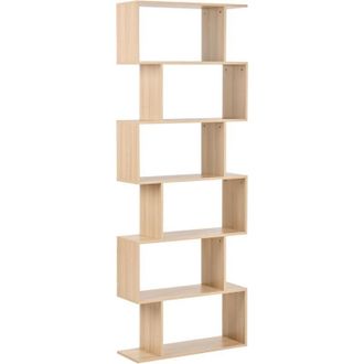 Beliani Beliani - 6 Tier Bookcase Shelves Particle Board Open Back Minimalist Design Light Brown Valdosa