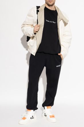 Off-white Sweatshirt With Embroidered Logo, Mens, Black