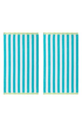 Nautica Set of 2 Cotton Blend Terry Beach Towels in Light /Medium Blue at Nordstrom Rack