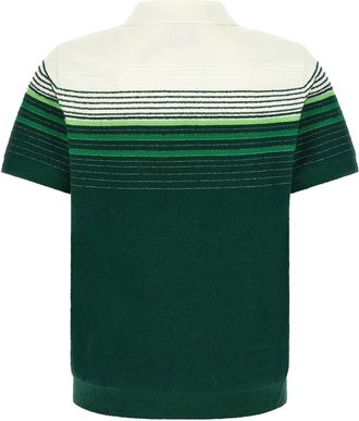 Casablanca Boucl&eacute; Stripe Polo Shirt - green