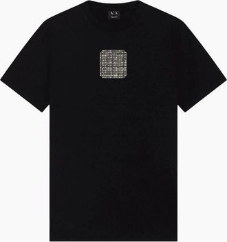 A|X Armani Exchange Mens Regular Fit Foil Logo Black/Gold T-Shirt - Size: 44