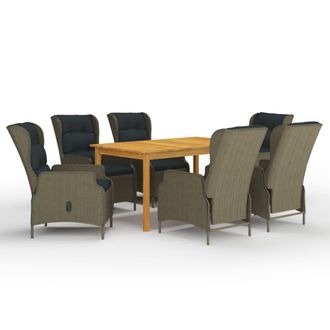 vidaXL Juego De Comedor Para Jard&iacute;n 7 Piezas Marr&oacute;n Vidaxl