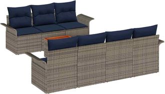 vidaXL Conjunto De Sof&aacute;s De Jard&iacute;n 8 Uds. Gris Rat&aacute;n Sint&eacute;tico Vidaxl