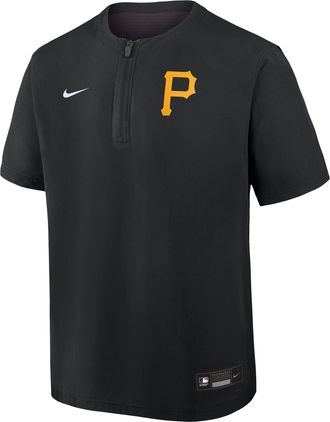 Nike Pittsburgh Pirates Authentic Collection Nike Mens Dri-FIT MLB 1/4-Zip Short-Sleeve Windshirt in Black | 04HF0GIMPTB-Q9T