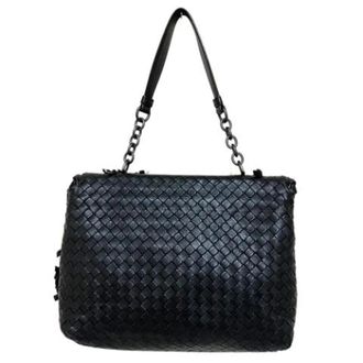 Bottega Veneta Pre-owned Intrecciato Shoulder Bag - Dames - Pre-owned - Zwart - Maat: ONE Size Leer