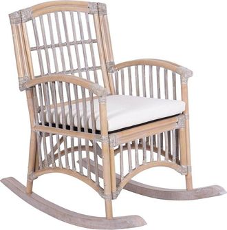 Jonathan Y Designs Jonathan Y Swayze Bohemian Farmhouse Woven Rattan & Wood Rocking Chair
