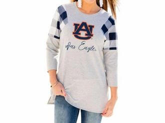 Gameday Couture Auburn University Get In Check Tunic In Grey/navy