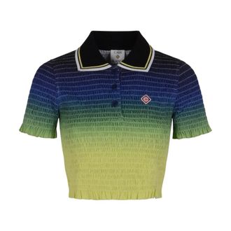 Casablanca Polo Shirts, female, Multicolor, Size: XS Gradient Shirred Polo Top