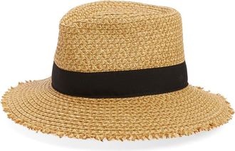 Eric Javits Look Again Packable Fedora in Natural/black at Nordstrom Rack