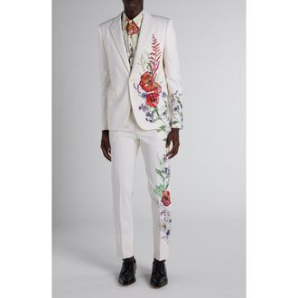 Alexander McQueen Print Wool Jacket in White Multi at Nordstrom, Size 52 Us