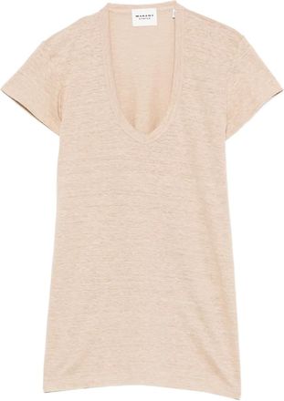 Isabel Marant Zankou V-neck T-shirt - women - Linen/Flax - S - Neutrals
