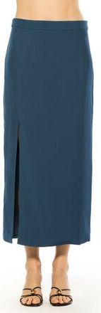 Alexia Admor Side Slit Midi Skirt in Denim Blue at Nordstrom Rack, Size 14