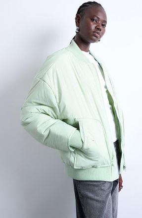 Topshop Techy Bomber Jacket in Light Green at Nordstrom, Size X-Small