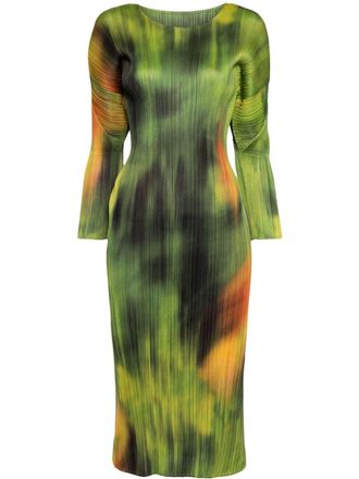 Pleats Please Issey Miyake Abito Turnip & Spinach pliss&eacute; midi - Verde
