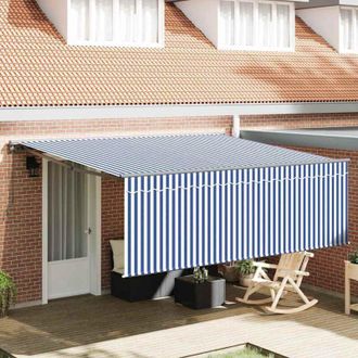 vidaXL Toldo Retr&aacute;ctil Manual Azul Y Antracita 400 X 300 Cm Vidaxl