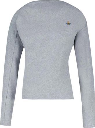 Vivienne Westwood Round-neck Knitwear, female, Gray, Size: S LS Hebo Top