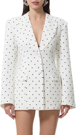 AFRM Polka Dot Pinch Waist Blazer in White Mini Dot at Nordstrom, Size X-Small