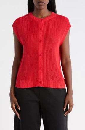 Eileen Fisher Organic Linen & Organic Cotton Sweater Vest in Cherry at Nordstrom Rack, Size Xx-Small