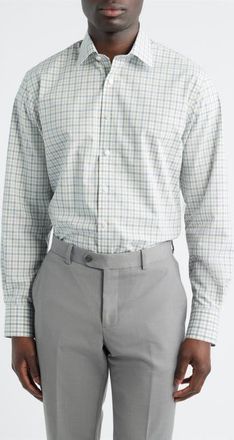 Nordstrom Traditional Fit Check Non-Iron Cotton Dress Shirt in Green Odrana Gingham at Nordstrom, Size 14.5 - 32