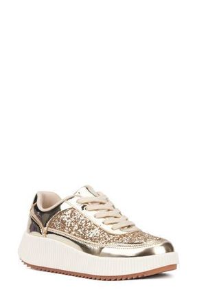 New York & Company Tana Platform Sneaker in Gold Glitter at Nordstrom Rack, Size 7